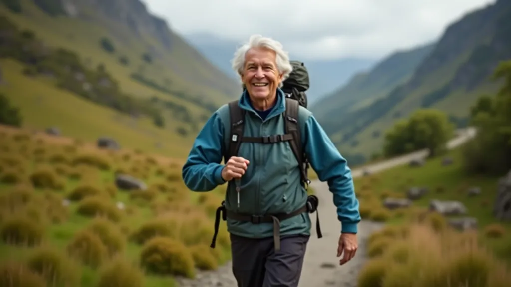 Person wearing comfortable hiking clothes and backpack, standing on a trail with walking poles